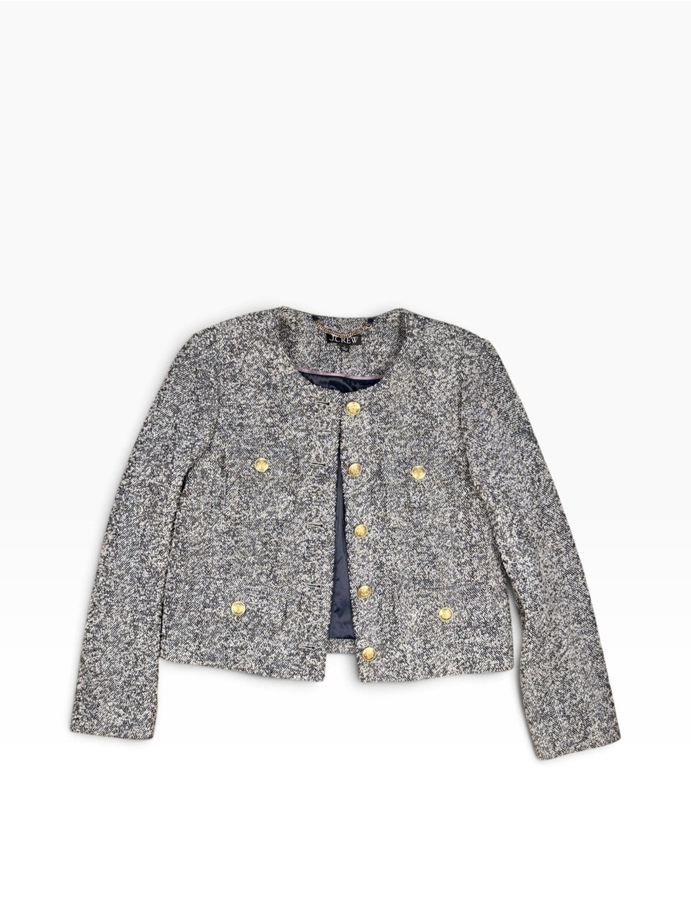 J. Crew Isabelle Lady Jacket Italian Flecked Herringbone with Gold Buttons Size2
